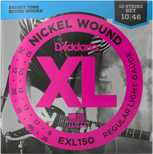 Daddario Xl Nickel Exl150 Encordado .010 De 12 Cuerdas