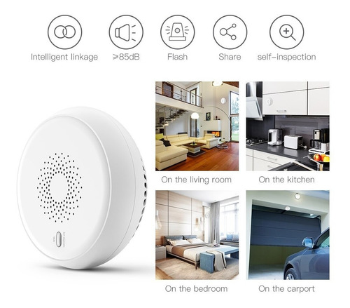Imagen 5 de 10 de Sensor Humo Zigbee 85db App Tuya / Smartlife / Ewelink