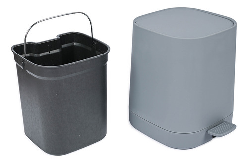 Set Accesorios Baño Tacho Escobilla Jabon Gris 6 Piezas