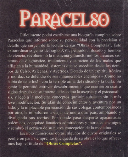 Paracelso. Obras Completas, De Paracelso. Editorial Berbera Editores, Tapa Blanda En Español, 2007