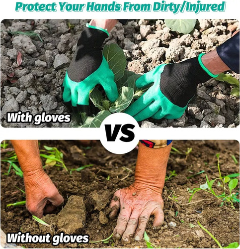 2 Pares De Luvas De Jardinagem Impermeáveis Com Garras