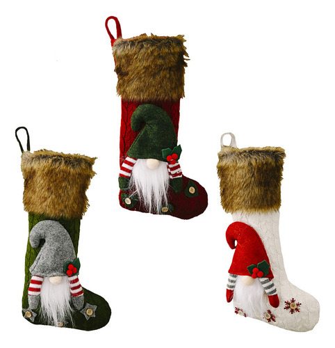 Calcetín Navideño Verde Para Muñecas Sin Rostro