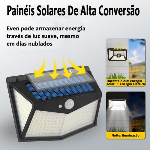 Kit De Lámpara Solar Led De 3 X 100 Con Sensor De Jardín Imp