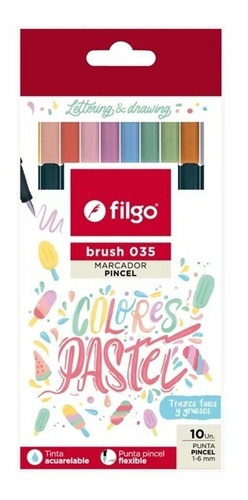 Marcador Filgo Brush 035 Pastel X10 Punta Pincel Lettering