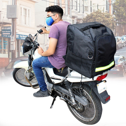 Mochila Repartidora De Alimento Negro Diseño De La Tela Liso