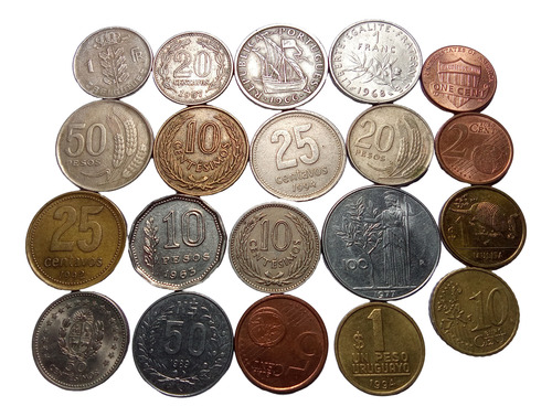 20 Moedas Antigas Estrangeiras Diversos Países (Usado)