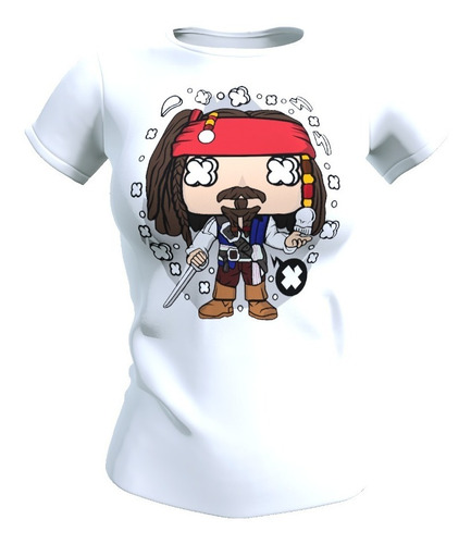 Polera Mujer Piratas De Caribe, Jack Sparrow, Poliester