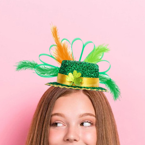 Diadema Del Día De San Patricio, Sombrero De Plumas,