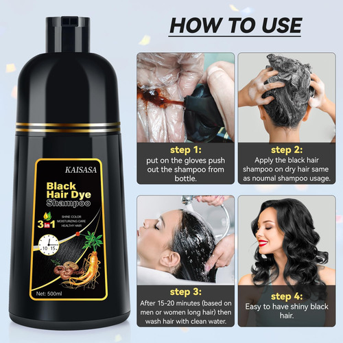 Champú Para Tinte De Cabello Negro Natural Solución Instantá