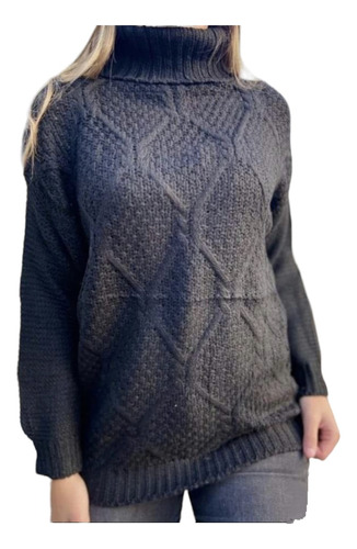 Sweater Oversize Grueso Cuello  Alto Dama Invierno