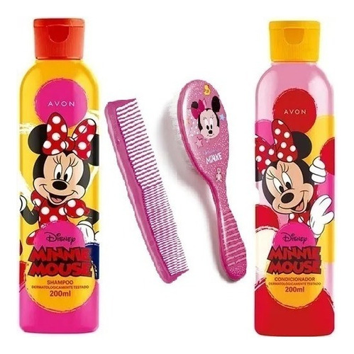  Kit Minnie Mouse Avon Shampoo + Cond + Escova