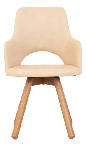 Silla Giratoria Natural/beige Madera Y Pu Fani Ii