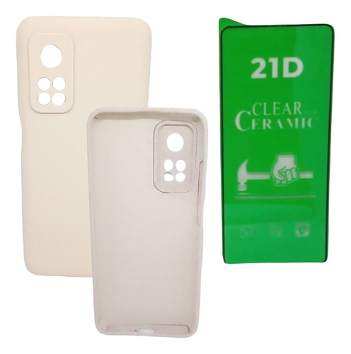 Silicone Case Para Xiaomi Mi 10t- 10t Pro Y Vidrio Ceramico