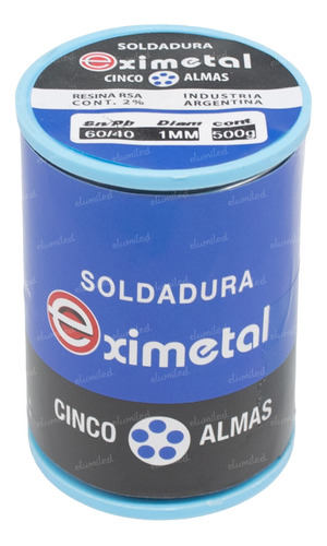 Rollo Estaño 1/2kg 500gr 60/40 Eximetal Diametro 1mm