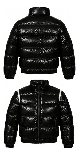 Campera Puffer Mujer Corta Capucha Desmontable Piel