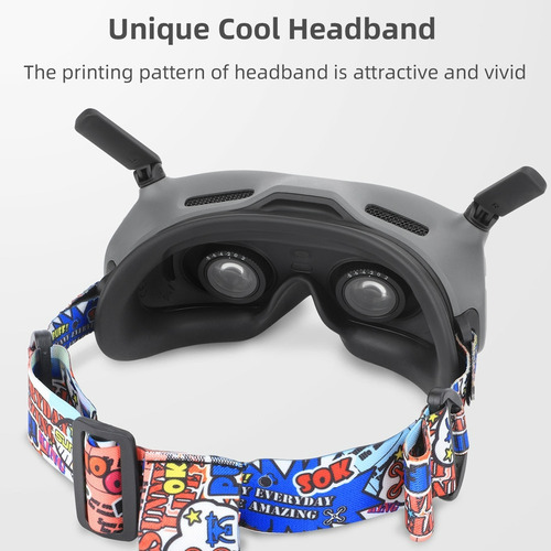 Correa Sunnylife Para Dji Goggles 2 V2 Con Porta Batería Azul Graffiti