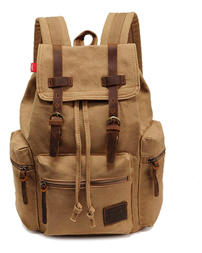 Mochila Vintage , Augur Color Khaki De Lona. Large