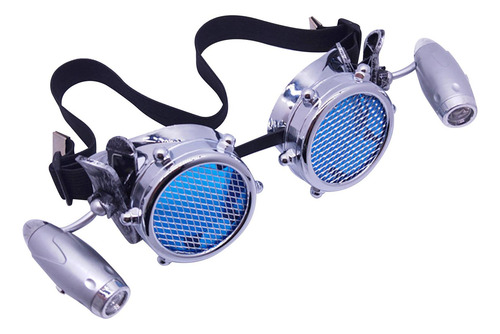 2 Gafas De Estilo Steampunk Únicas 18x6cm Argenta Brillante