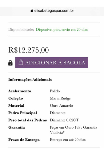 Medalha Nossa Sra Com Brilhantes Elisabete Gaspar / H Stern