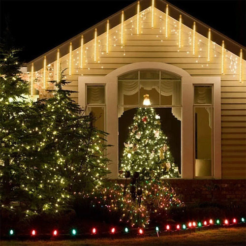 Luces Led Guirnalda Lluvia Meteoro Navidad Blanco Calido