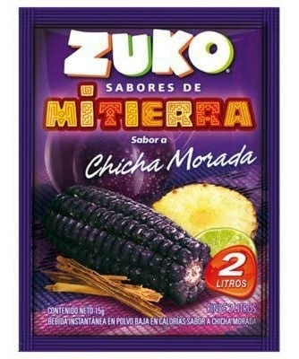 Caixa 12 Suco Zuko Peruano Po Chicha Morada Milho Roxo 15g