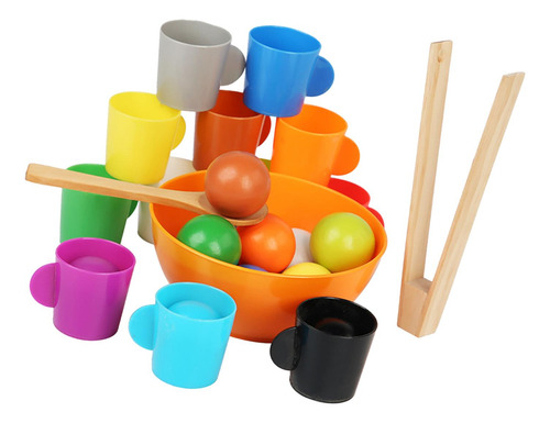 Crianças Bolas De Arco-íris Em Copos Brinquedo Montessori