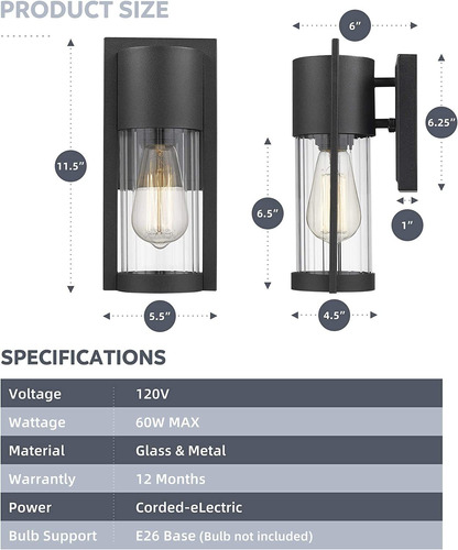 Aplique 2254, Negro, 60.00watts, 110.00 Volts