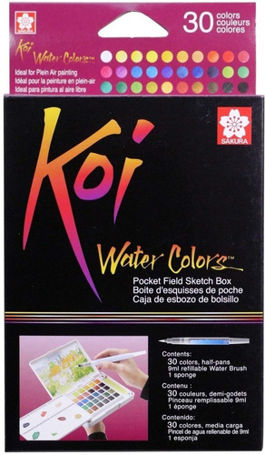 Acuarelas Sakura Koi Pocket 30 Colores, Water Colors Koi
