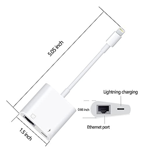 Adaptador De Red Ethernet Lan Rj45 A Lightning Con Puerto De