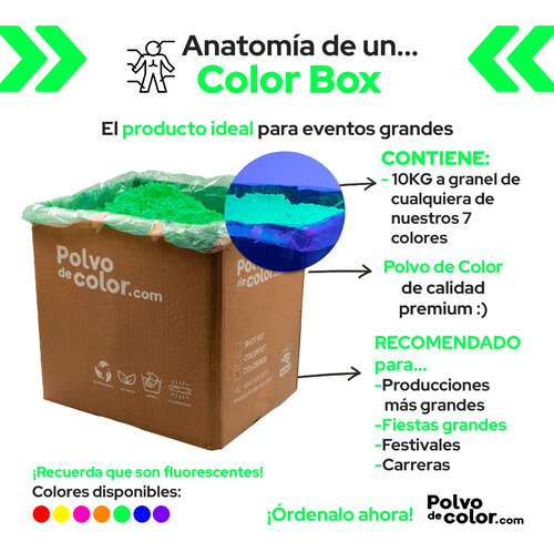 Imagen 2 de 7 de Color Box 10kg - Polvo De Color Polvo Holi Fluorescente