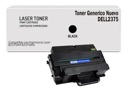 Toner Laser Negro Impresora Dell B2375dnf  B2375dfw Generico