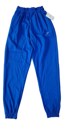 Joggers Pants Deportivo Casual Gym Sharkk Inspo Bordado Azul