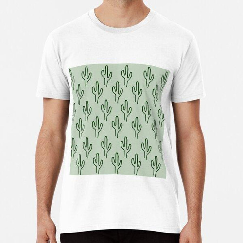 Remera Patrón De Cactus Boho Verde Algodon Premium