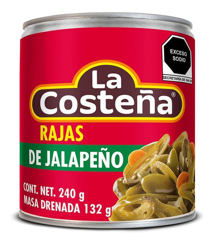 Chiles Jalapeños La Costeña En Rajas 240g