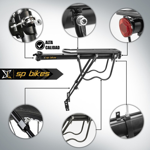 Imagen 6 de 10 de Parrilla Bicicleta Porta Bulto Carga Universal 26 27 28 29