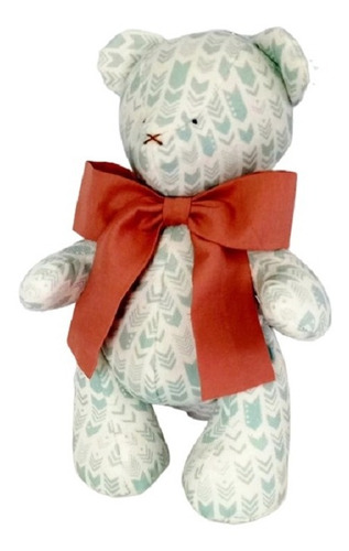 Imagem 2 de 5 de Urso Ursinho Peti Petá Veludo Setas Tribais Menta 30cm