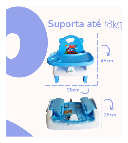 Cadeirinha De Refeição Portatil Dobravel Alimentação Bebe Cor Azul Bamboo