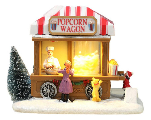 Casa De Nieve De Navidad Led Palomitas De Maíz Wagon