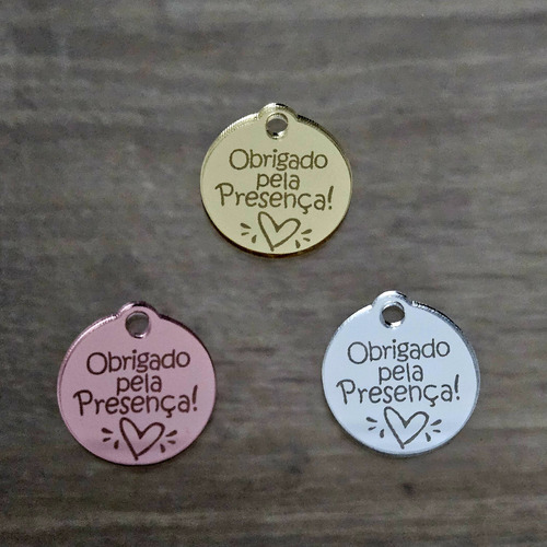 10 Tags - Obrigado Pela Presença - 2cm Dourado/ Rose