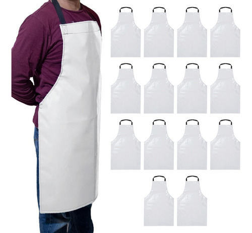 Mandil De Lona Kit 15pz Impermeable Uso Rudo Delantal Grande Color Blanco Diseño De La Tela Lona Impermeable