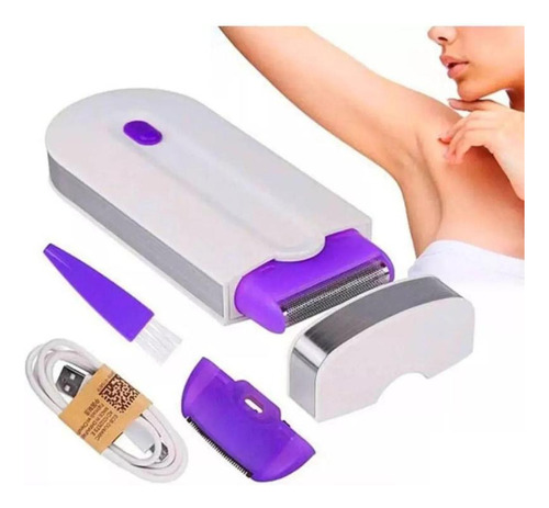 Depilador Elétrico Feminino Intimo Sem Dor Sensor Usb Branco