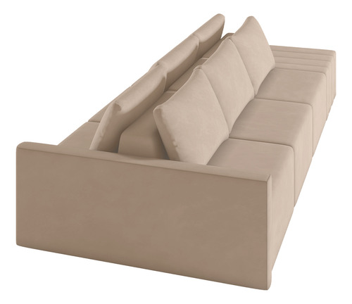 Sofá Ilha Modular para Sala 312cm com Puff Dublin K01 Veludo Bege