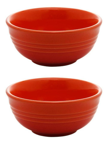 Conjunto 2 Bowls De Cerâmica Retro Wolff Laranja