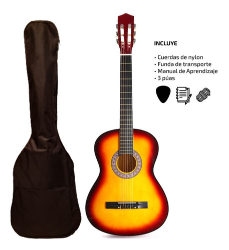 Imagen 7 de 9 de Guitarra Criolla Clasica Nuevas Calidad Con Funda Pua Manual