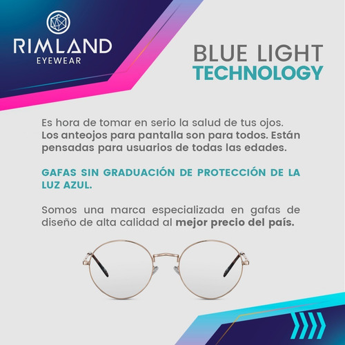 Imagen 6 de 8 de Filtro Luz Azul Marcos Anteojos Rimland Sunrise