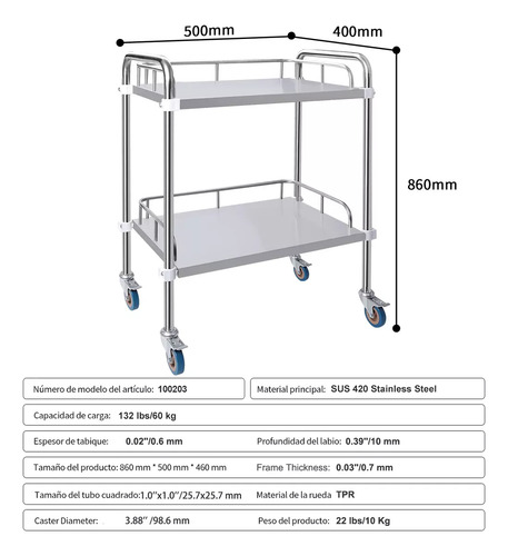 Mesa Para Intrumental Medico Mesa Pasteur Mesa Con 4 Ruedas