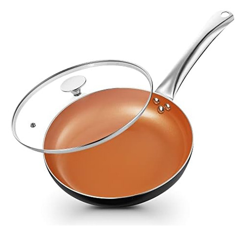 Sartén Para Freír Sartén Antiadherente De Cobre Con Tapa,