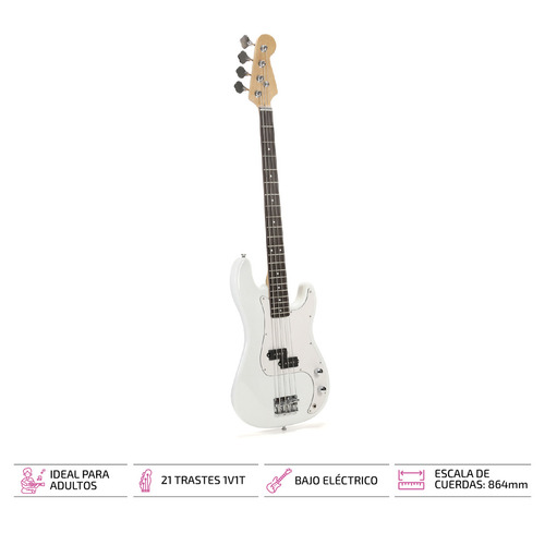 Imagen 2 de 7 de Bajo Electrico Acustico Femmto Precision Cuerda Bajos Color Blanco Orientación de la mano Diestro