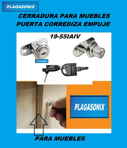 Cerradura Mueble De Empuje Corrediza Kit 5 Unid. Perno Largo