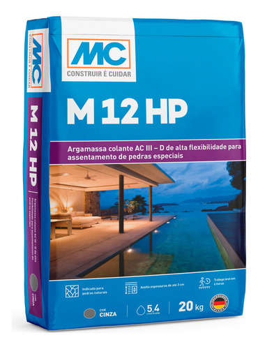 Argamassa M12 Hp Cinza 20kg Pedra Hijau